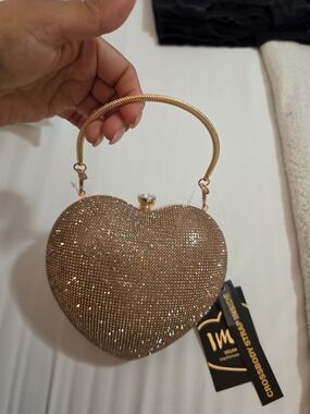 Gold Heart Crystal Evening Bag – Elegant Women's Clutch